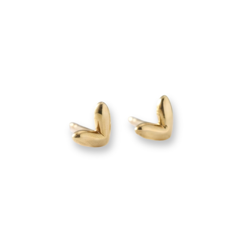 گوشواره طلا 18 عیار میخی قلب مینیمال پفکی - تصویر 2